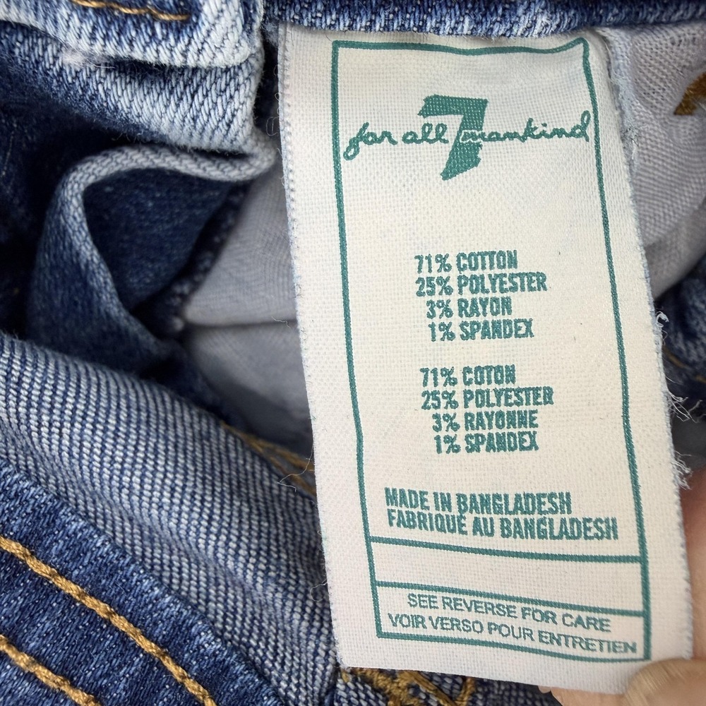 7 For All Mankind Overalls Shorts Toddler 3T Blue Denim Bib Raw Hem Stretch - Picture 8 of 9